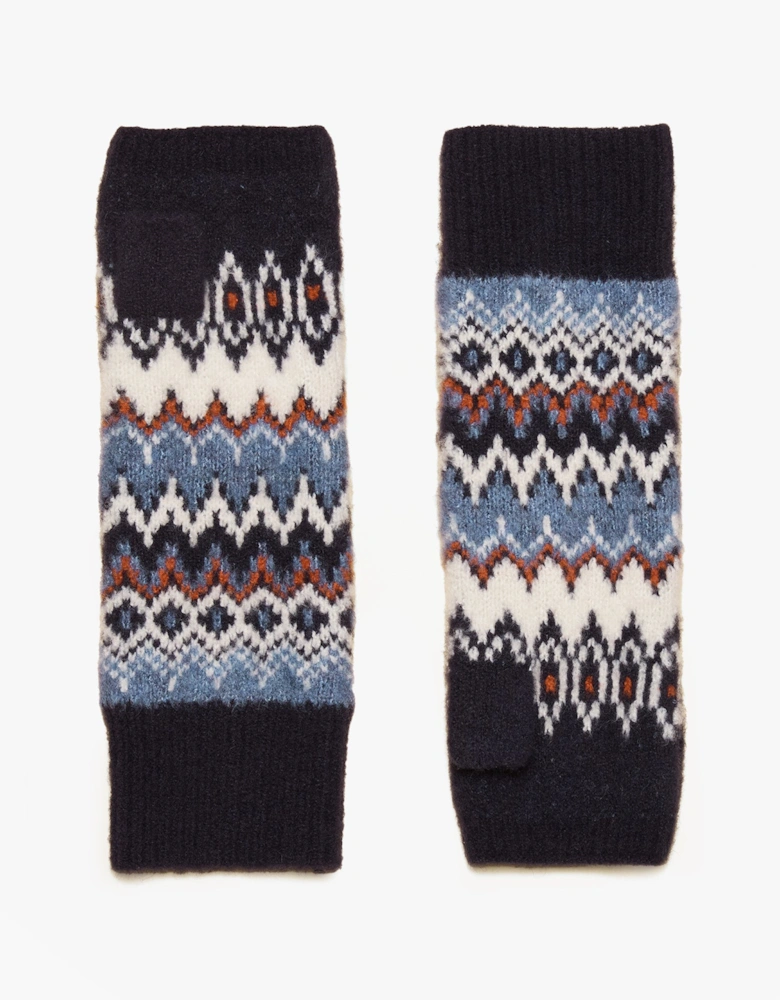 KARA Fingerless Fairisle Glove Navy