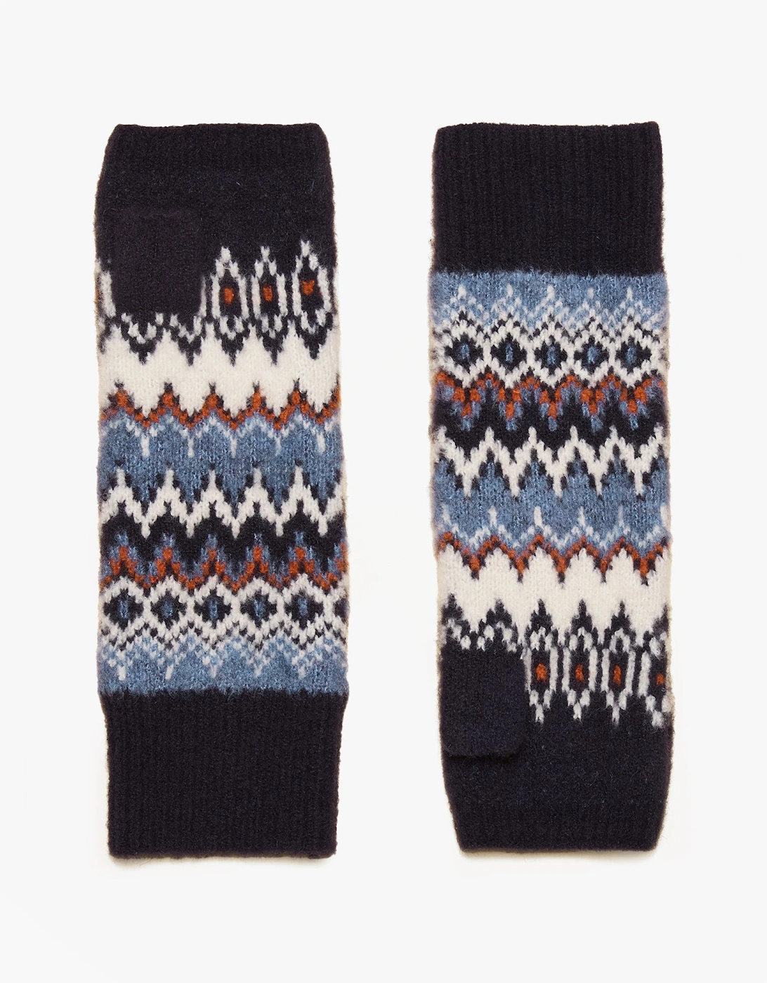 Joules Women's Blue Kara Fingerless Fairisle Glove Navy