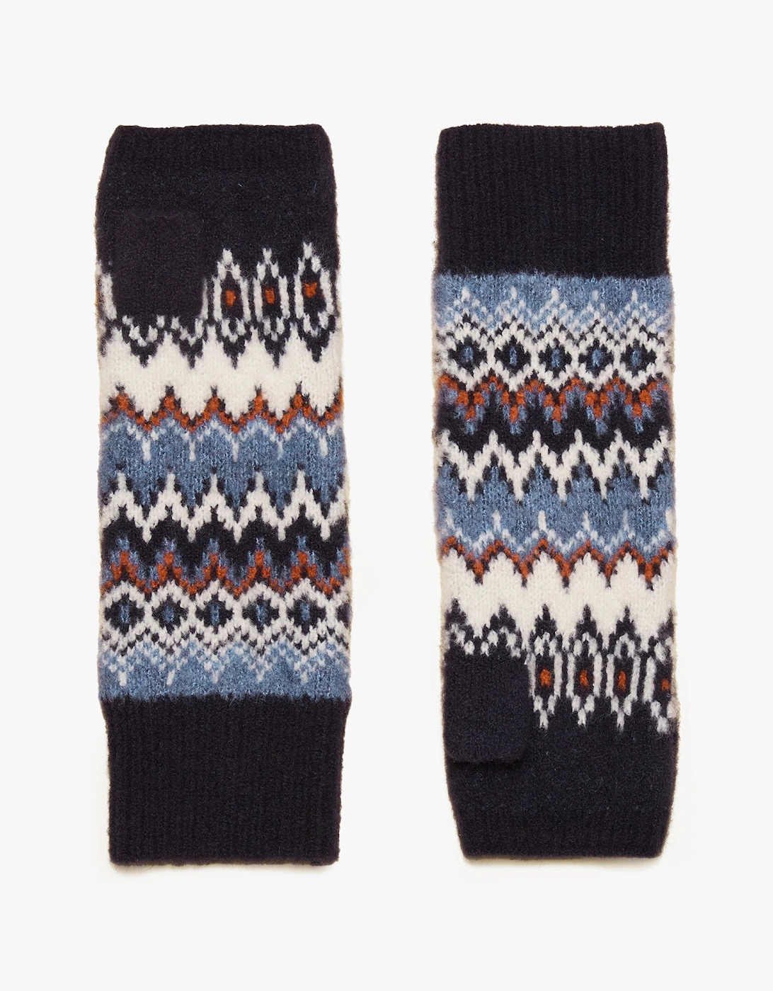 KARA Fingerless Fairisle Glove Navy