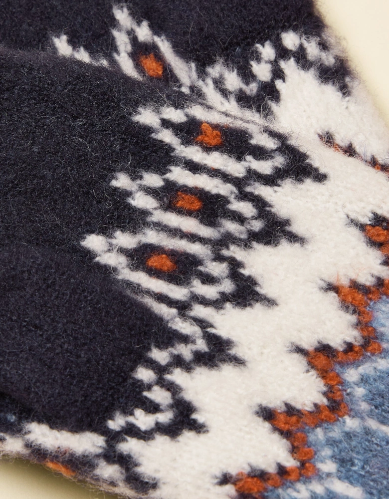 KARA Fingerless Fairisle Glove Navy