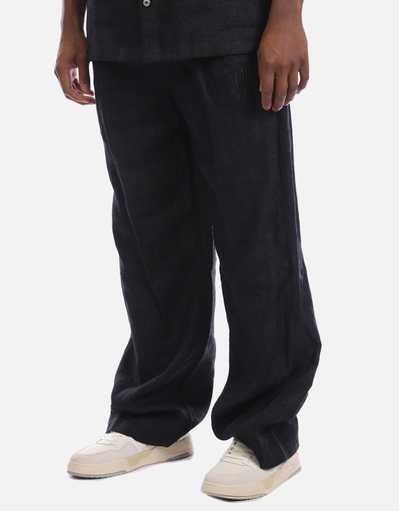 90s Logo Linen Baggy Tapered Pants