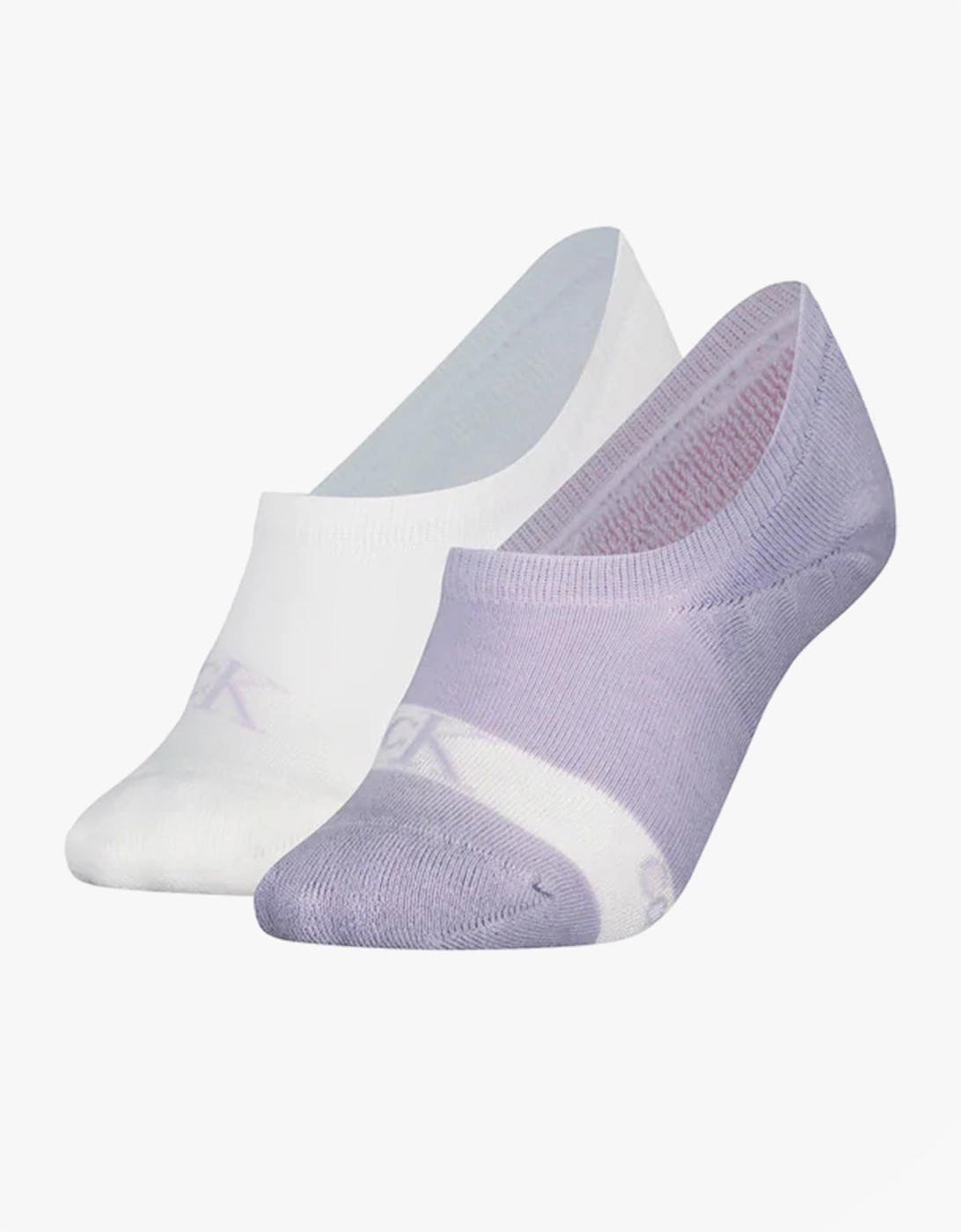 2 Pack Womens Invisible Socks Lilac/White, 5 of 4