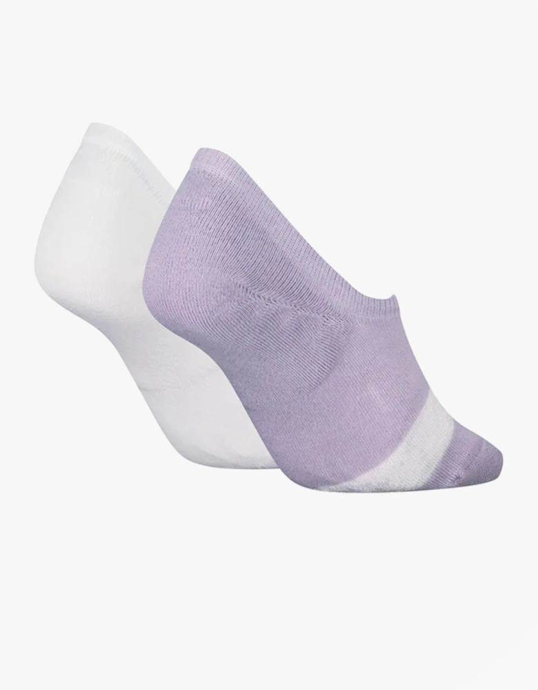 2 Pack Womens Invisible Socks Lilac/White