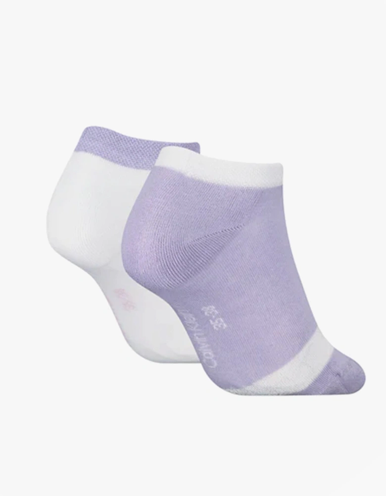 2 Pack Trainer Womens Ankle Socks Lilac/White