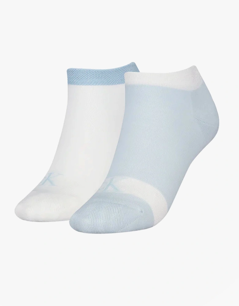 2 Pack Trainer Womens Ankle Socks Blue/White