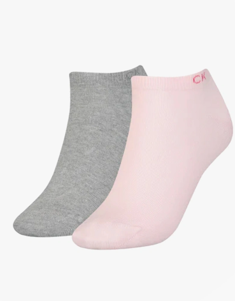 2 Pack Womens Ankle Trainer Socks Pink Combo