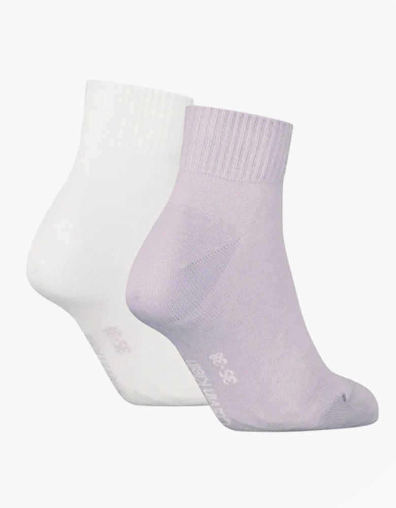 2 Pack Logo Trainer Womens Ankle Socks Lilac