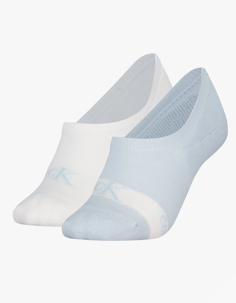 2 Pack Womens Invisible Socks Blue/White