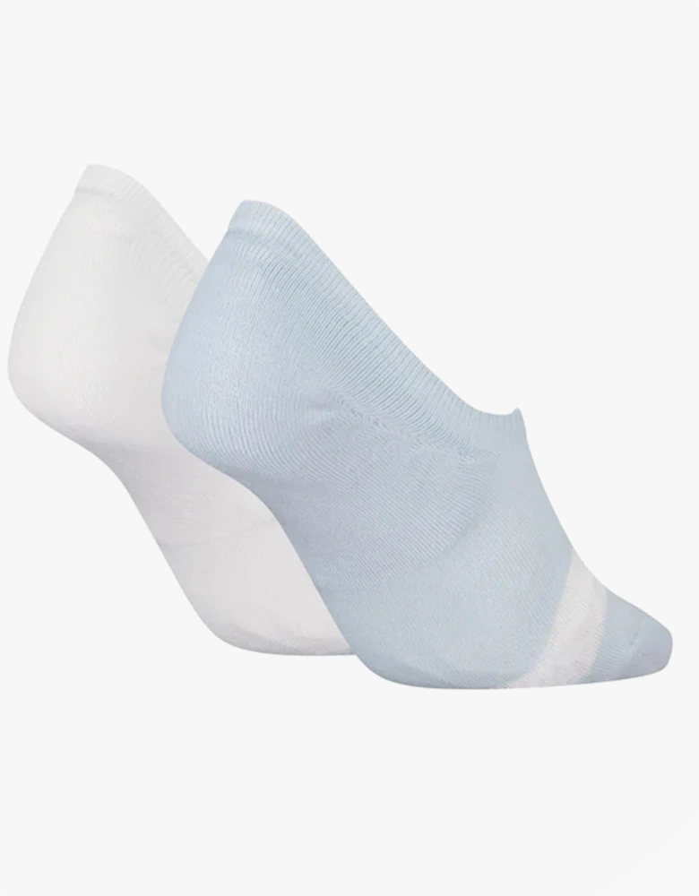 2 Pack Womens Invisible Socks Blue/White
