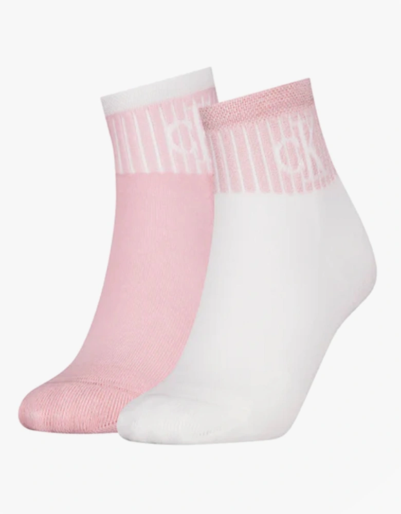 2 Pack Trainer Womens Ankle Socks Pink/White