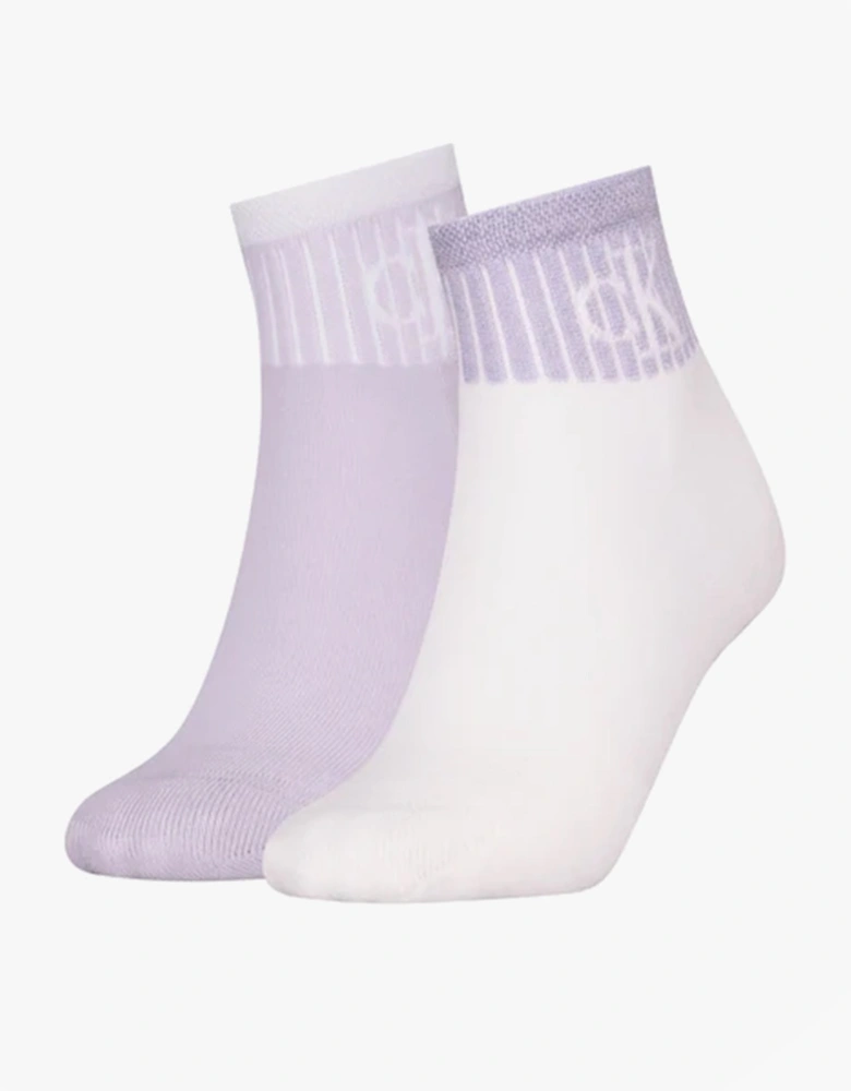 2 Pack Trainer Womens Ankle Socks Lilac/White