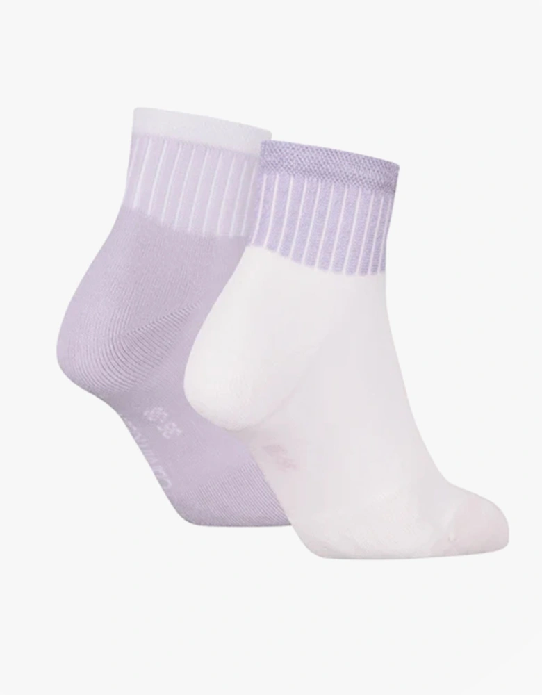 2 Pack Trainer Womens Ankle Socks Lilac/White