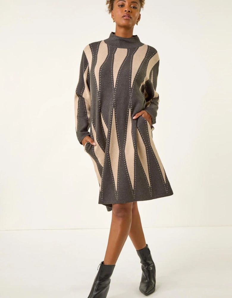 Abstract Hotfix Jumper Dress