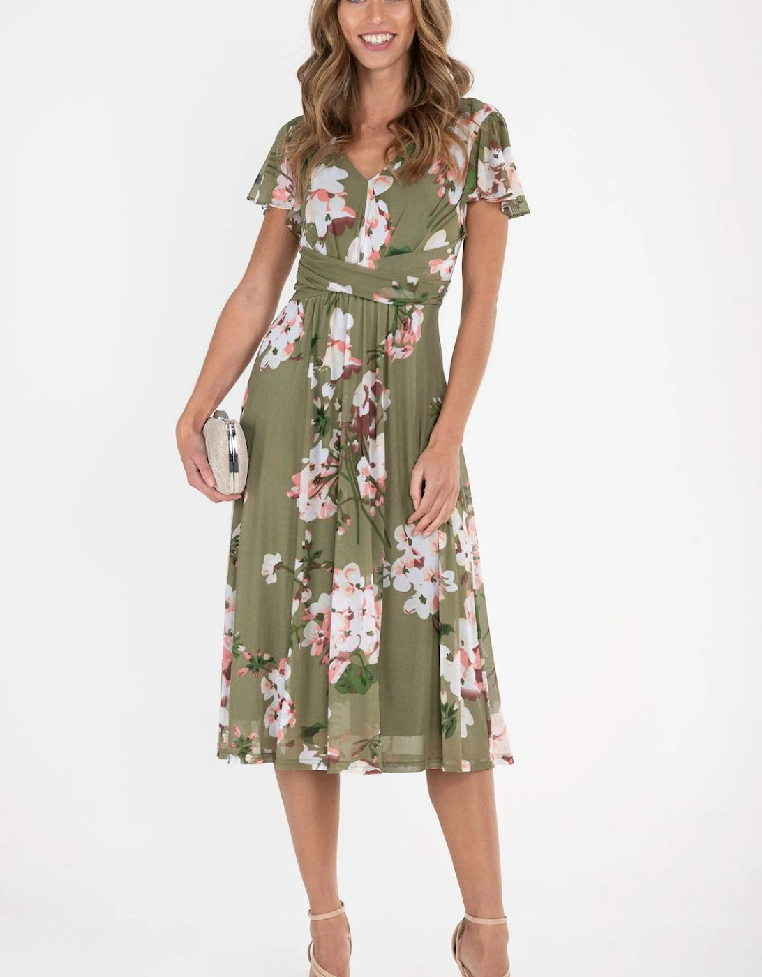 Flare Sleeve Mesh Midi Dress, 2 of 1