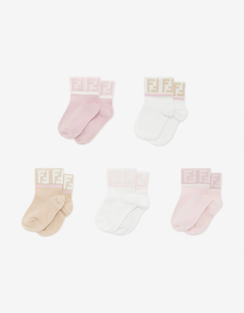 Baby Girls Logo Socks Set (5 Pairs) in Multicolour