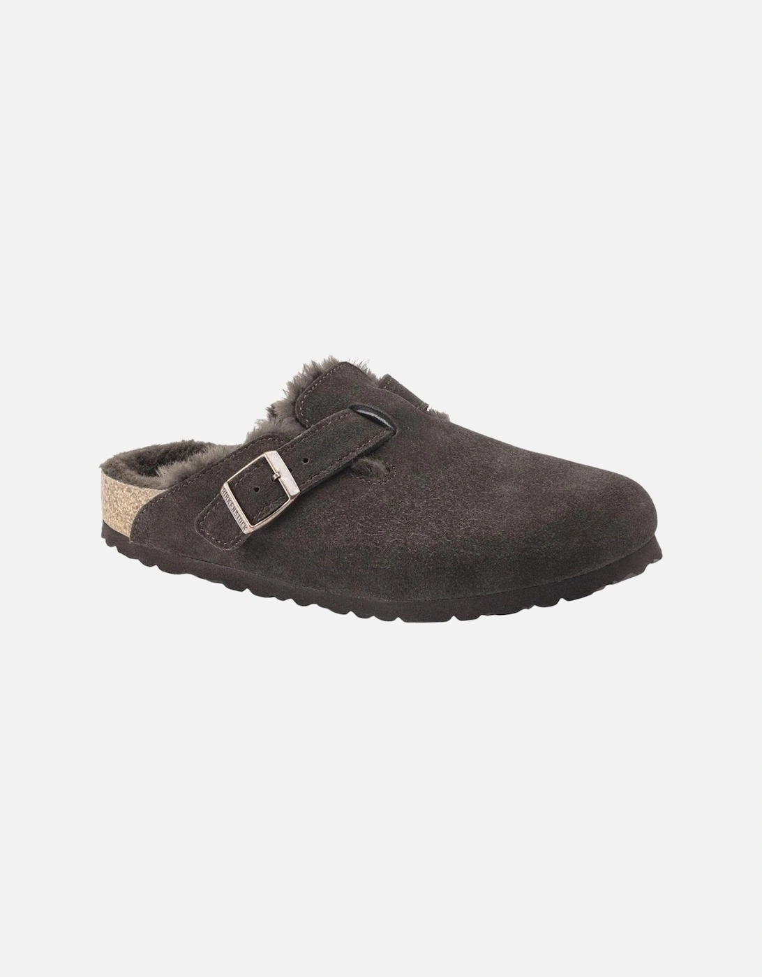 Shearling Suede Leather/Fur Clog - Mocha