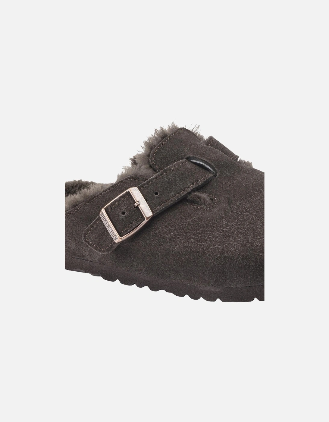 Shearling Suede Leather/Fur Clog - Mocha