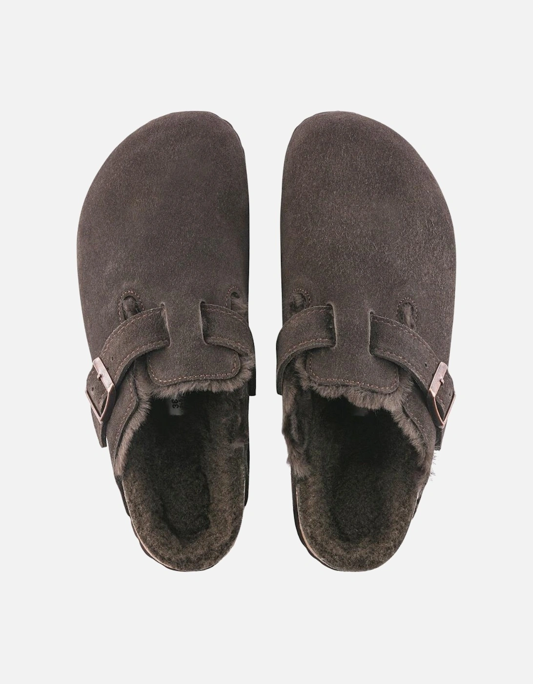 Shearling Suede Leather/Fur Clog - Mocha