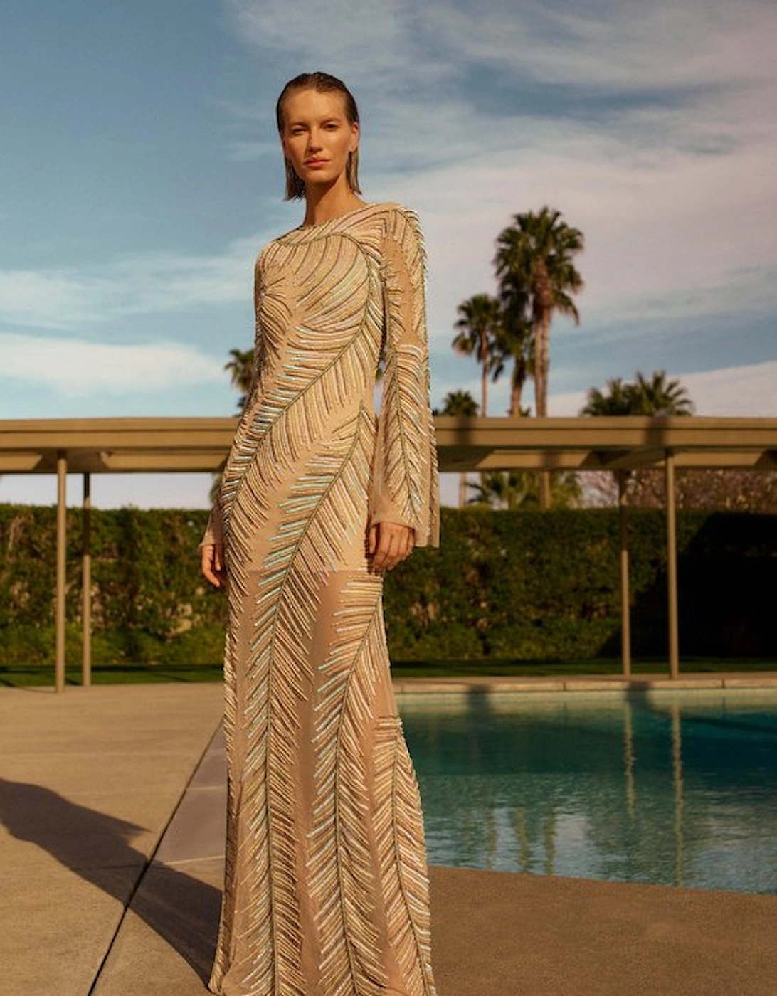 Feather Crystal Embellished Maxi Dress, 2 of 1