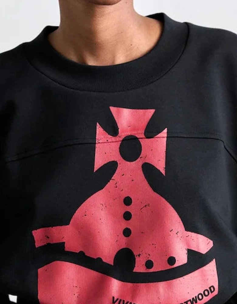 Women's Black Sunken Orb Crop Sander Sweatshirt