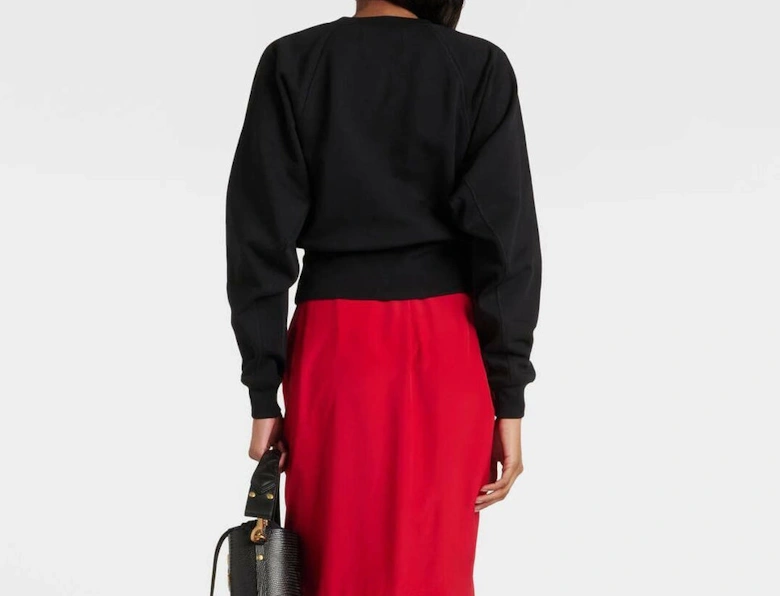 Women's Black Logo cropped cotton sweatshirt