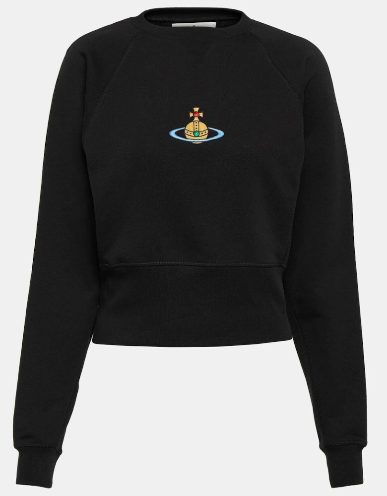 Women's Black Logo cropped cotton sweatshirt