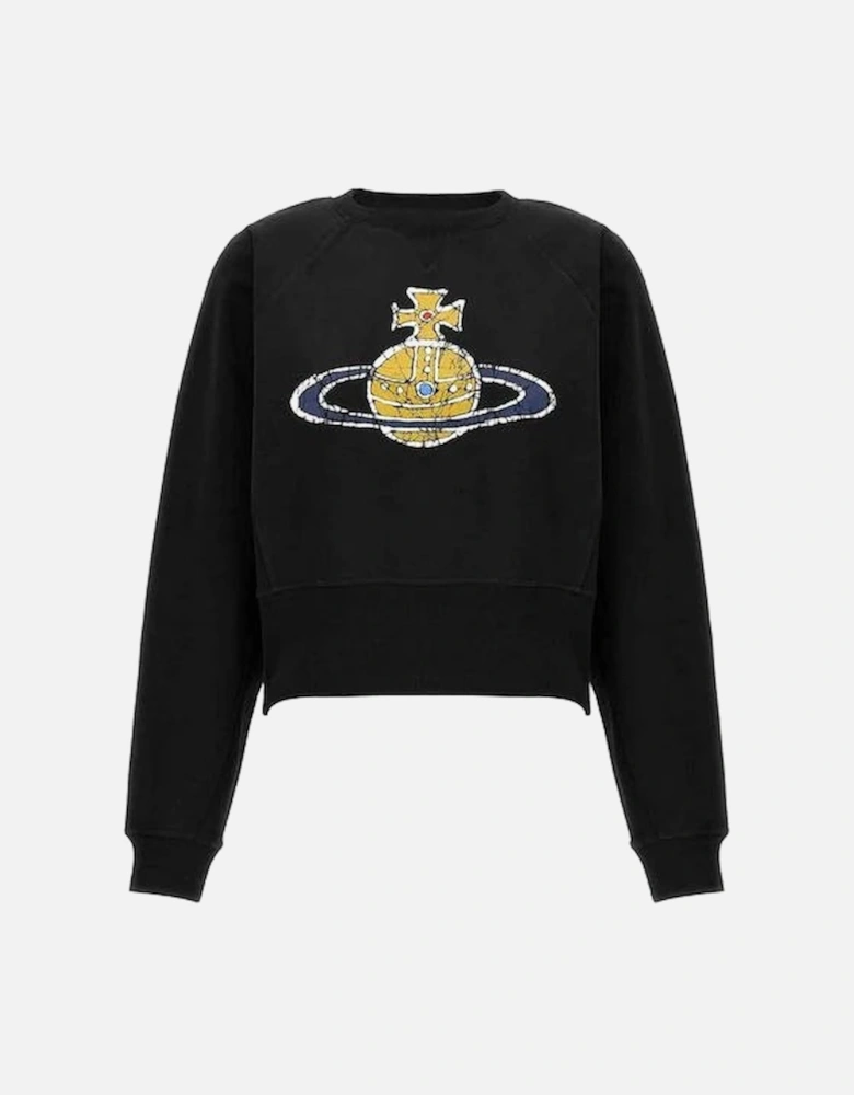 Women's Black Time Machine Cropped Sweatshirt