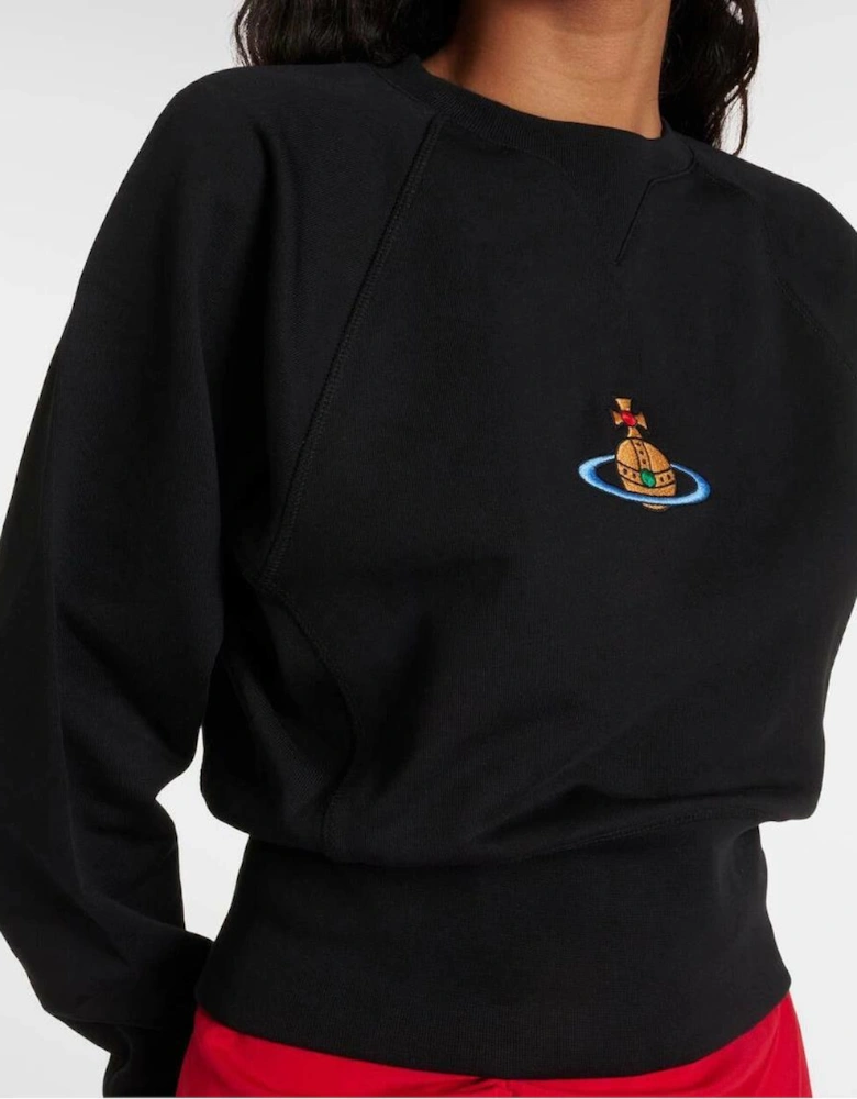 Women's Black Logo cropped cotton sweatshirt