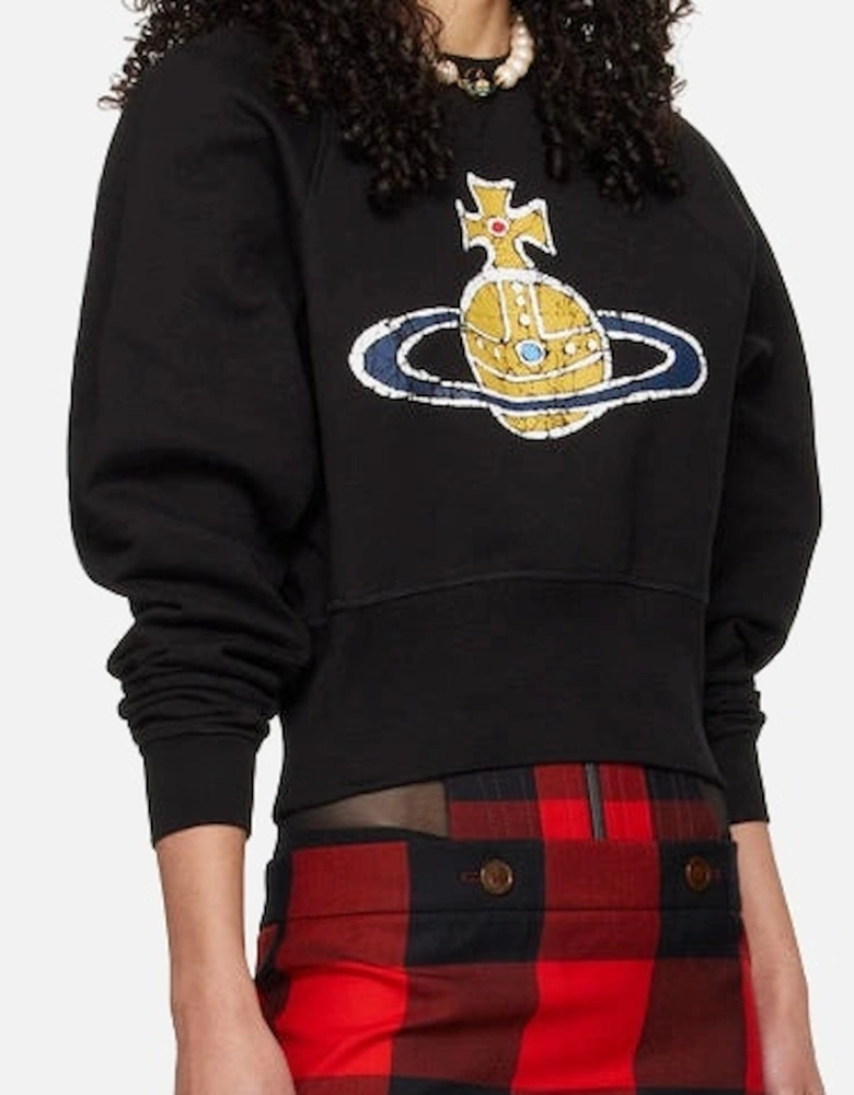 Women's Black Time Machine Cropped Sweatshirt
