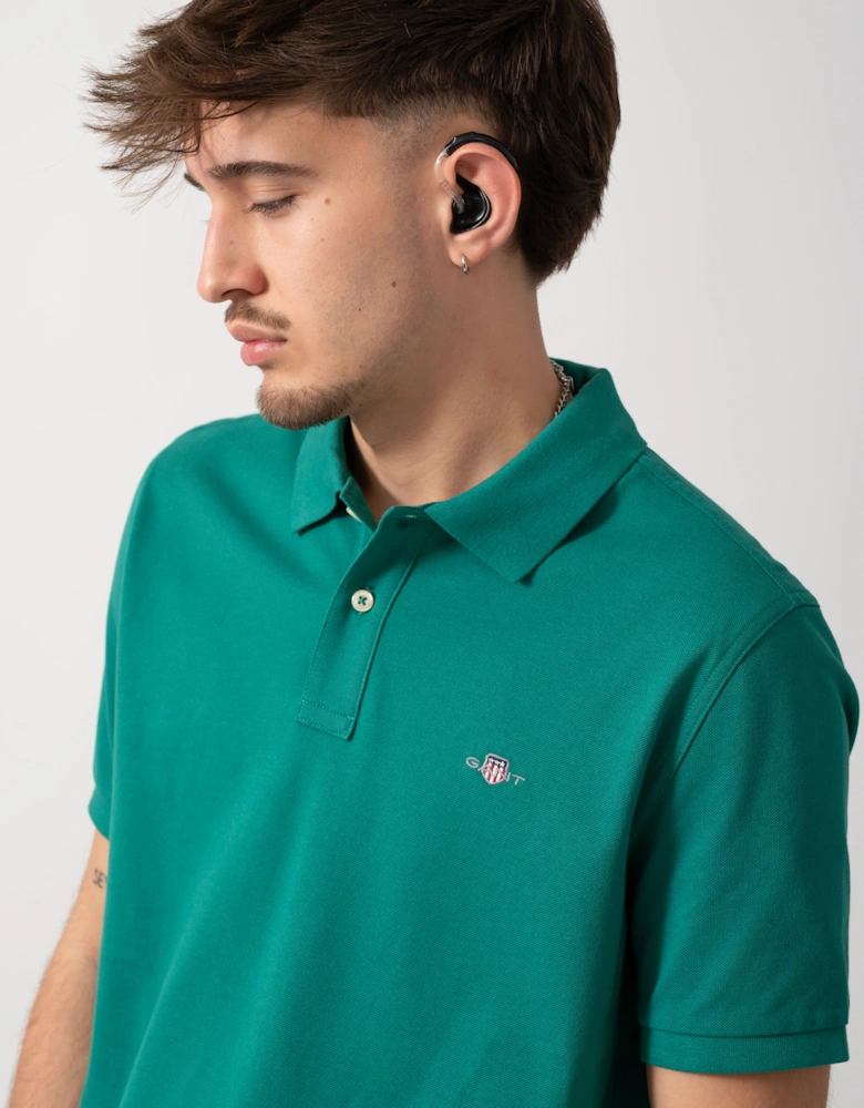Mens Regular Fit Short Sleeve Shield Logo Pique Polo - 376 Botanical Hue
