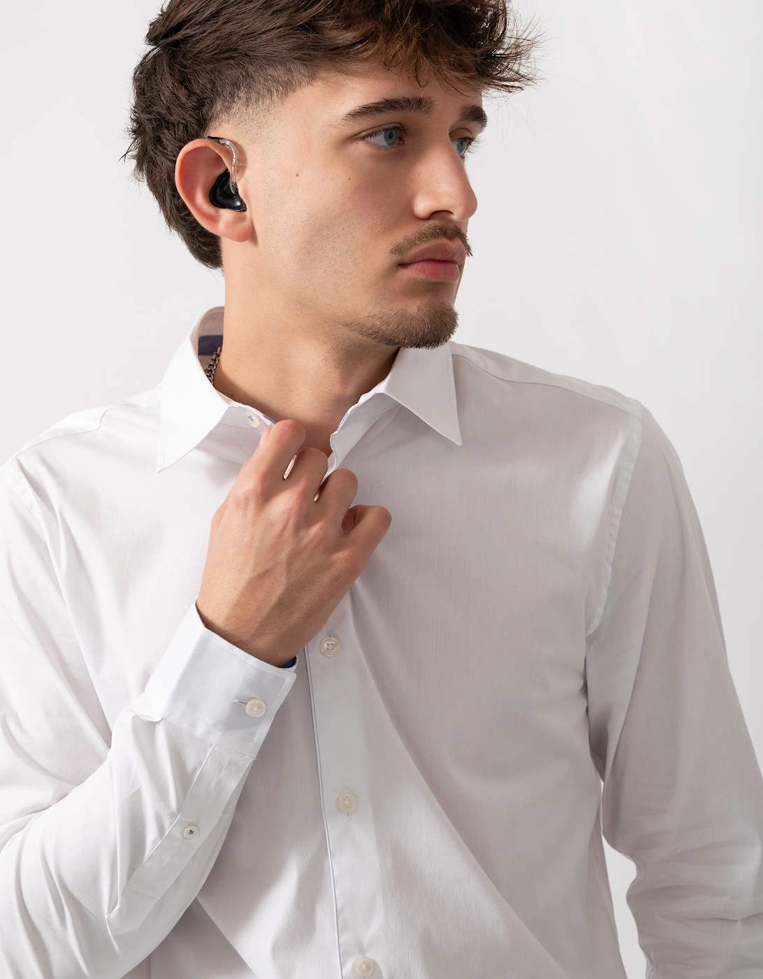 Baxters Mens Long Sleeve Slim Stretch Shirt - White