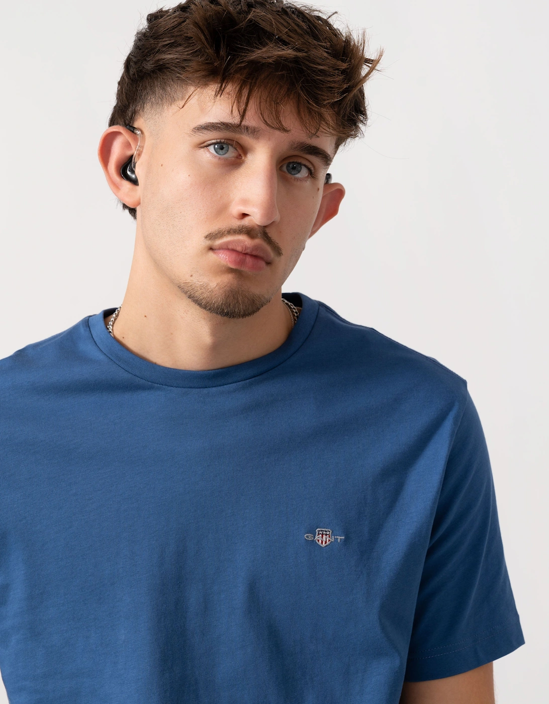 Mens Regular Fit Short Sleeve Shield Logo T-Shirt - 442 Vintage Blue