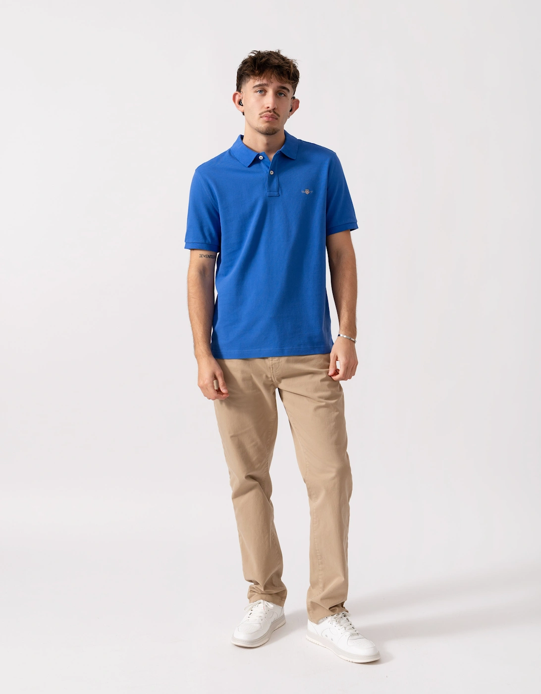 Mens Regular Fit Short Sleeve Shield Logo Pique Polo - 417 Royal Blue