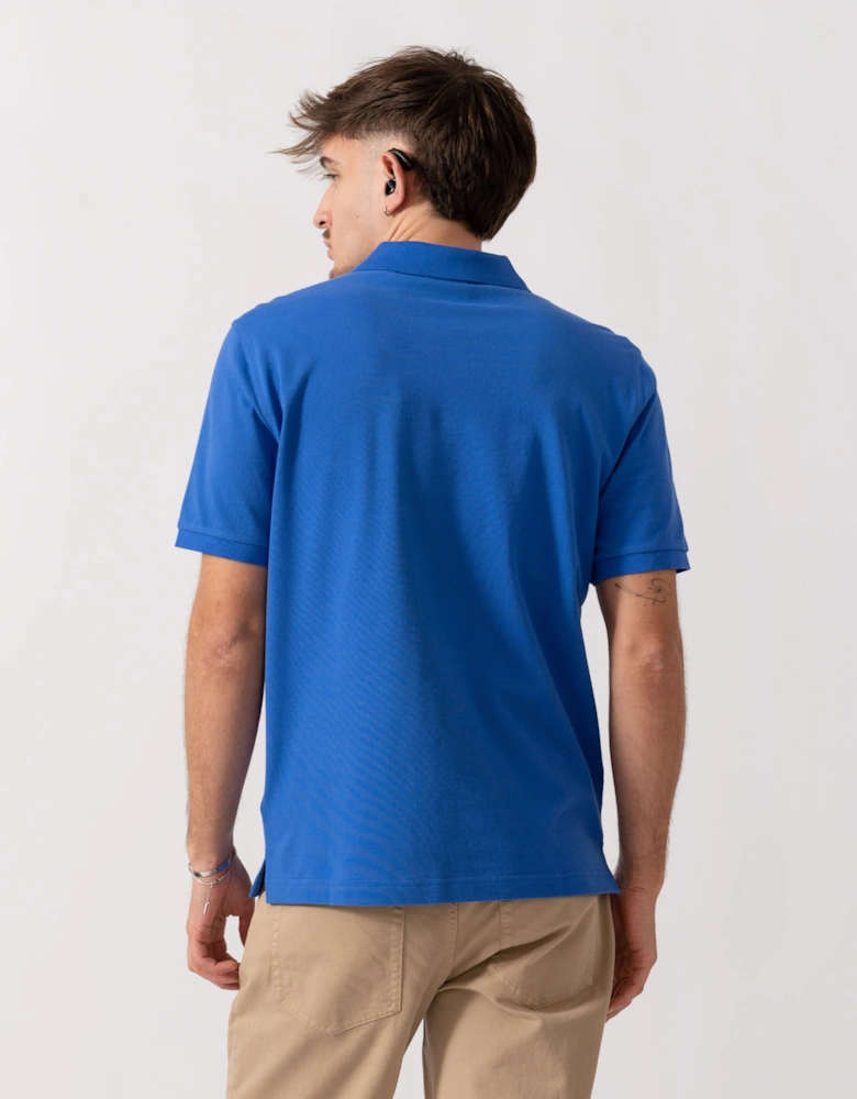 Mens Regular Fit Short Sleeve Shield Logo Pique Polo - 417 Royal Blue