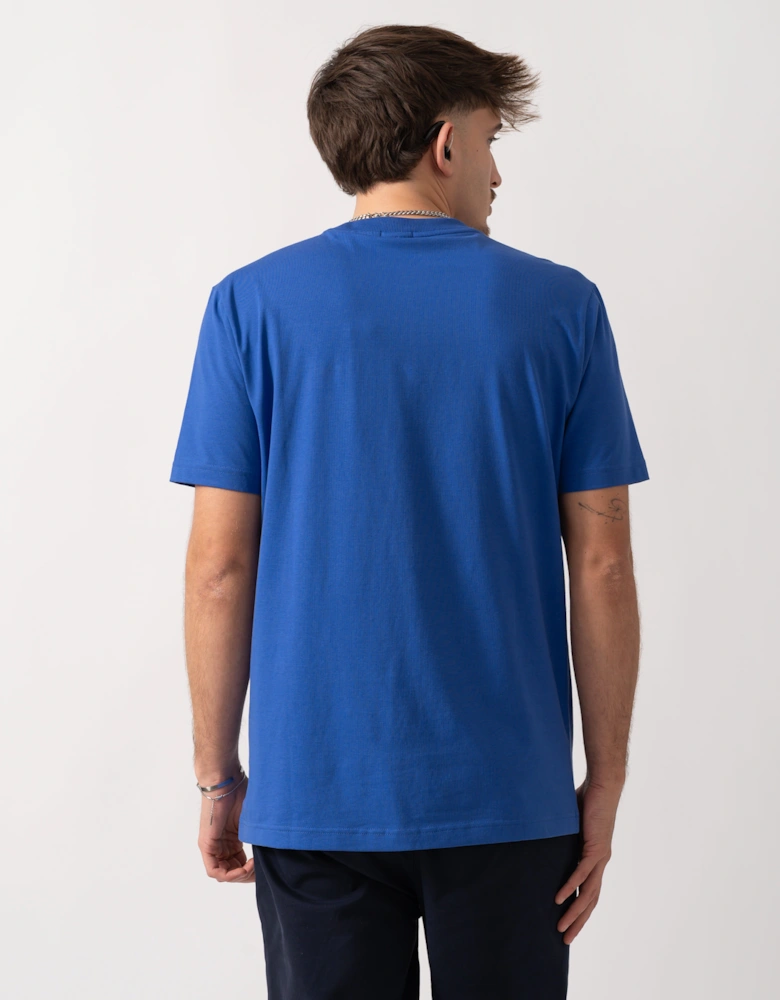 BOSS Green Tee Mens Stretch Cotton T-Shirt with Contrast Logo - Medium Blue 422