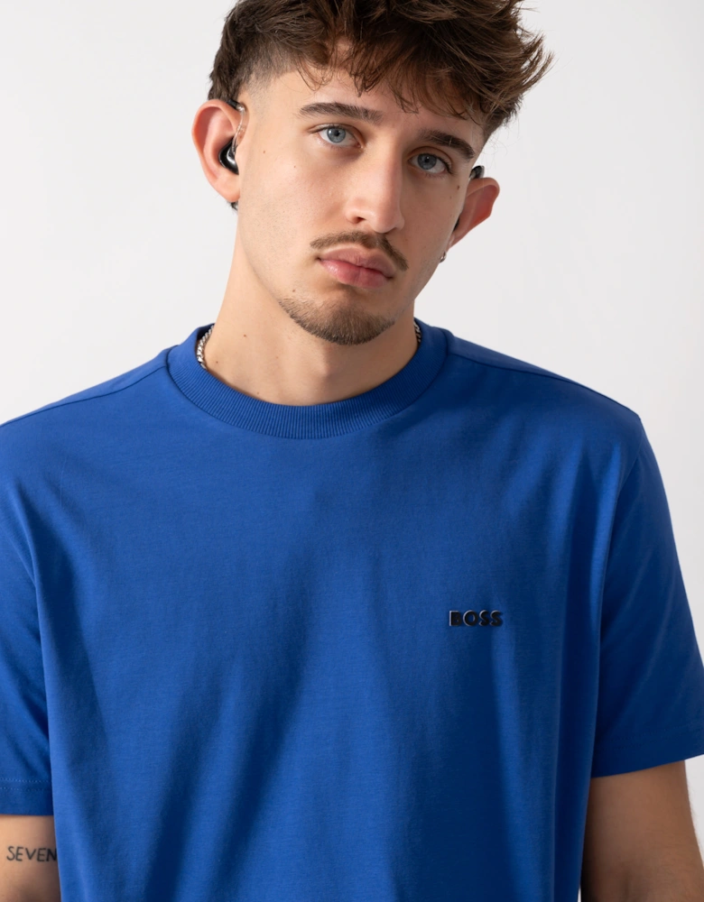 BOSS Green Tee Mens Stretch Cotton T-Shirt with Contrast Logo - Medium Blue 422