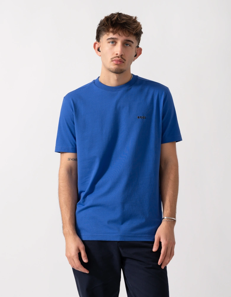 BOSS Green Tee Mens Stretch Cotton T-Shirt with Contrast Logo - Medium Blue 422
