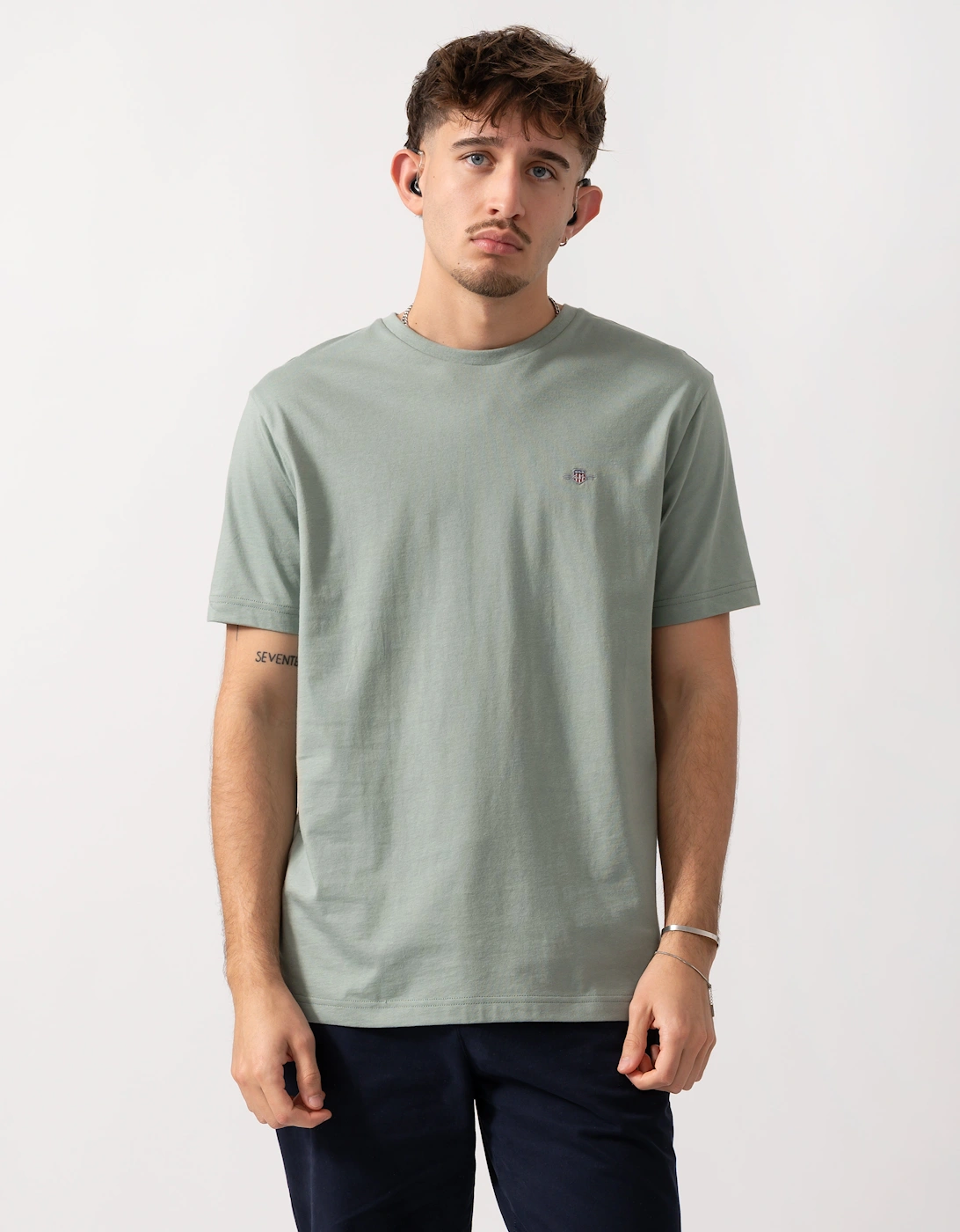 Mens Regular Fit Short Sleeve Shield Logo T-Shirt - 10 Ceramic Grey, 5 of 4