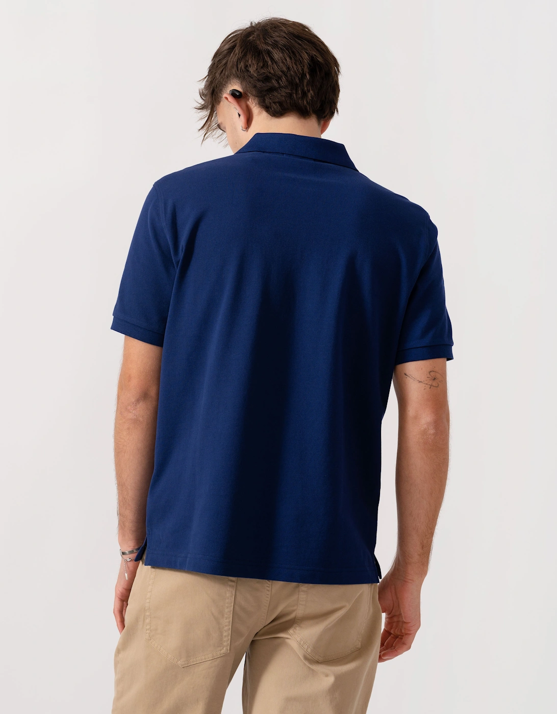 Mens Regular Fit Short Sleeve Shield Logo Pique Polo - 432 Rich Navy