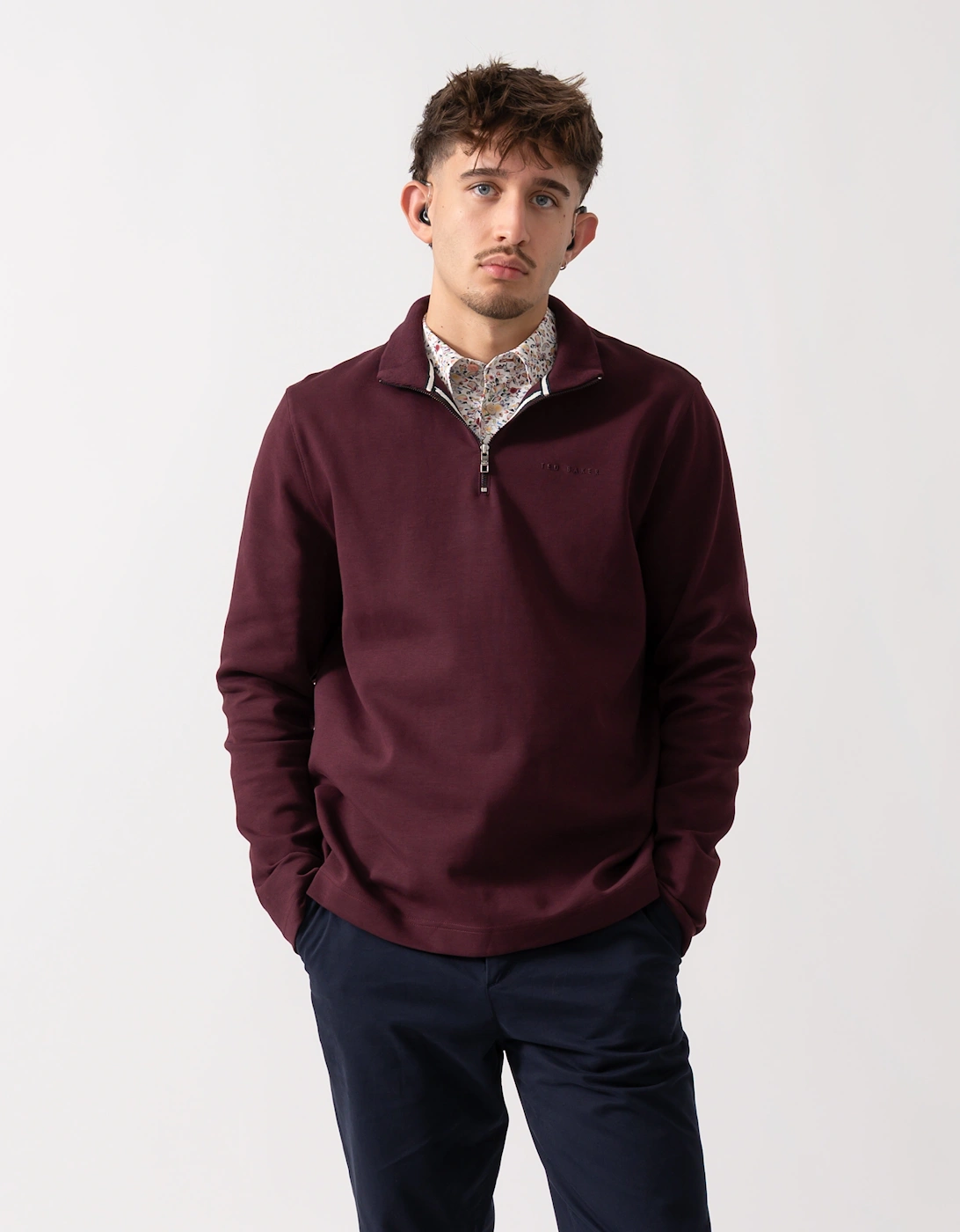 Actos Mens 1/4 Zip Sweatshirt - Maroon, 6 of 5