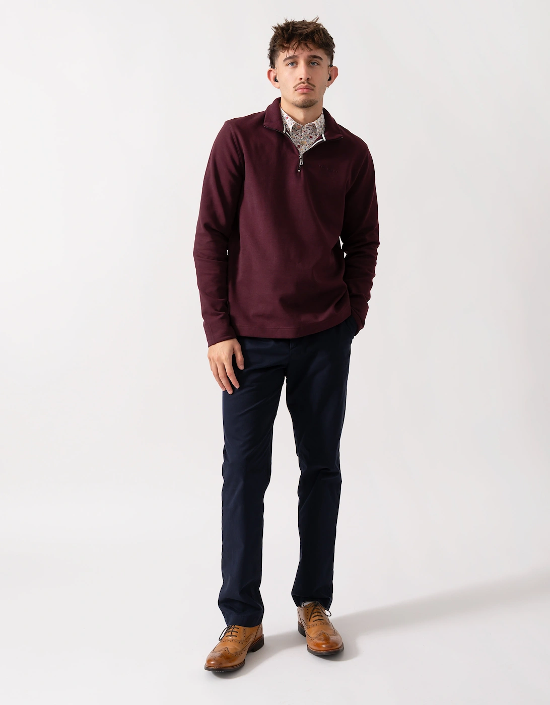 Actos Mens 1/4 Zip Sweatshirt - Maroon