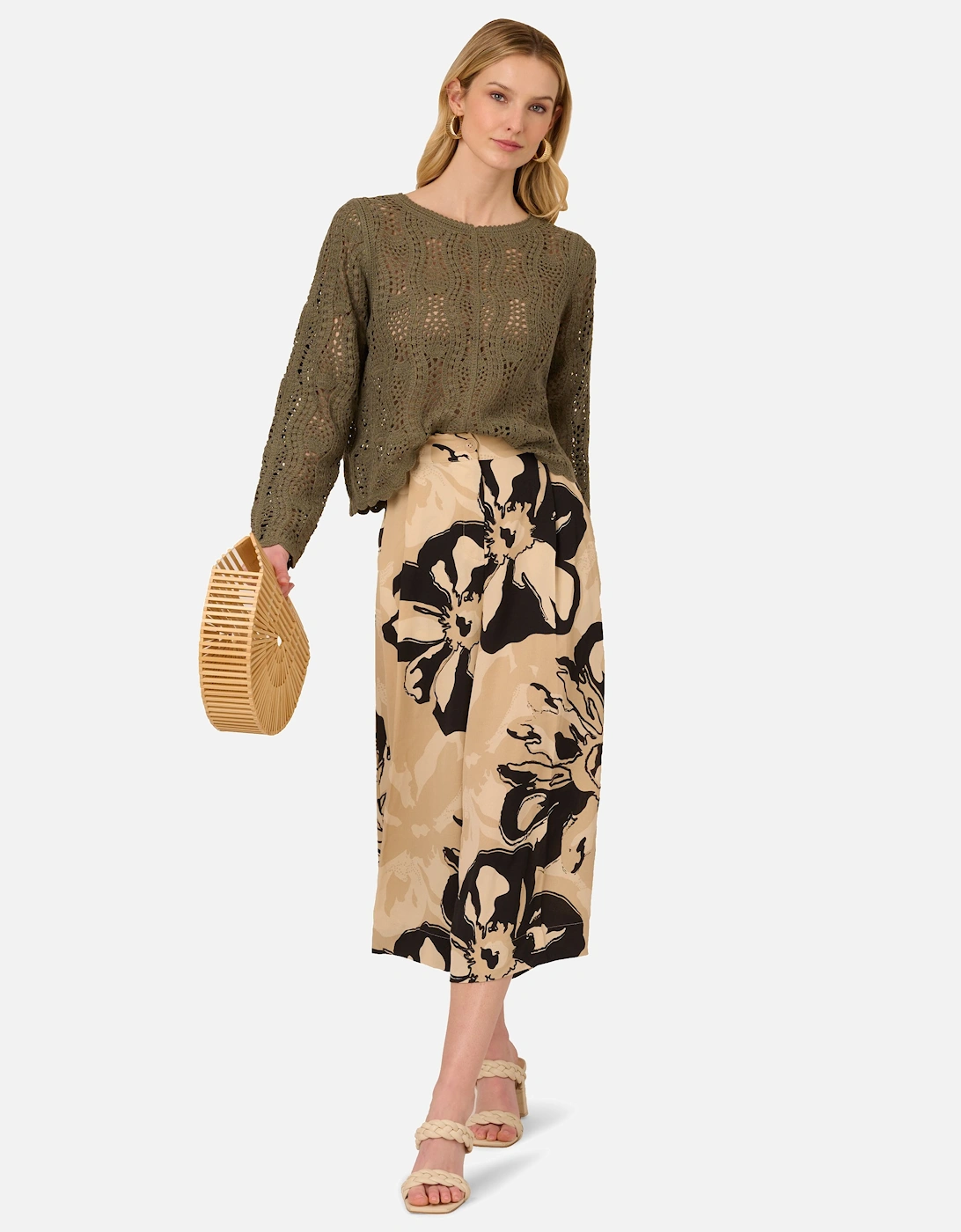 Bateau Neck Long Sleeve Crochet Scalloped Edge Sweater, 2 of 1