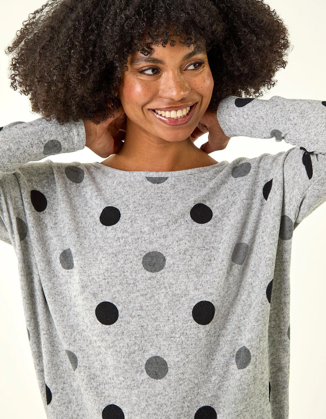 Polka Dot Blouson Long Sleeve Jersey Tunic Top, 2 of 1