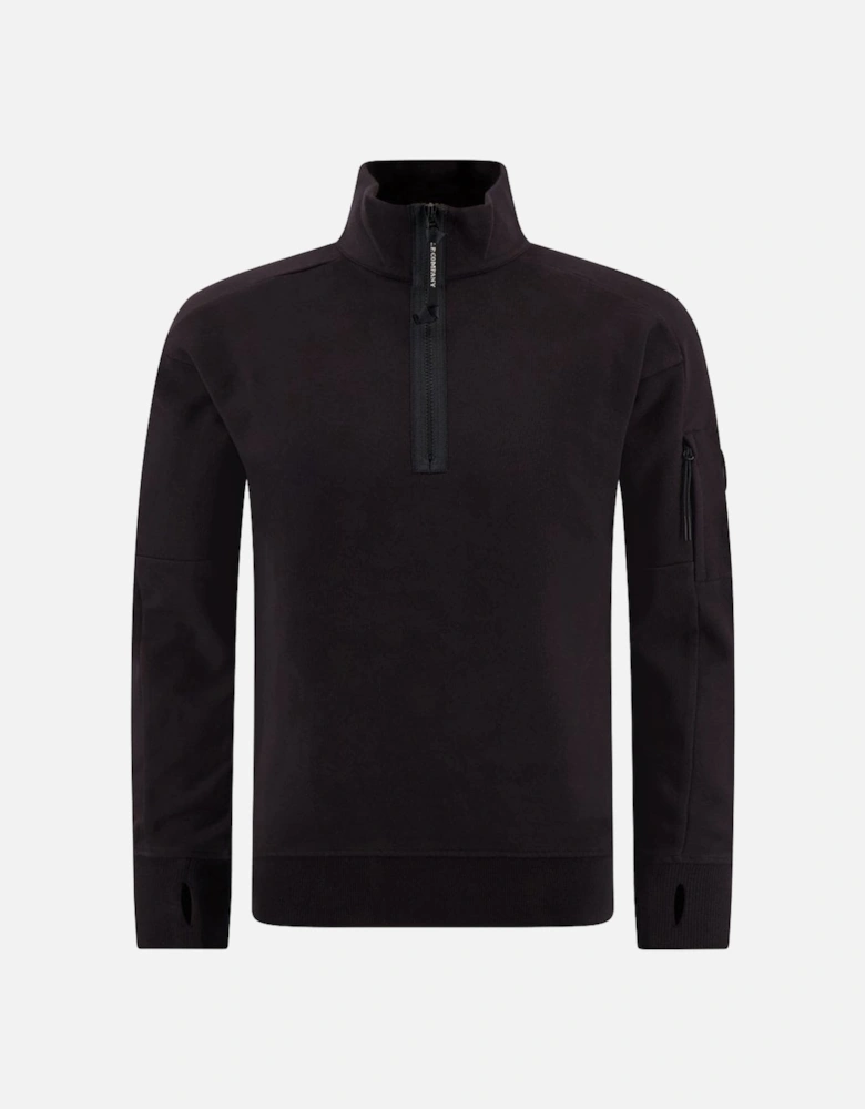 Cotton Lens Logo Quarter Zip Black Sweatshirt