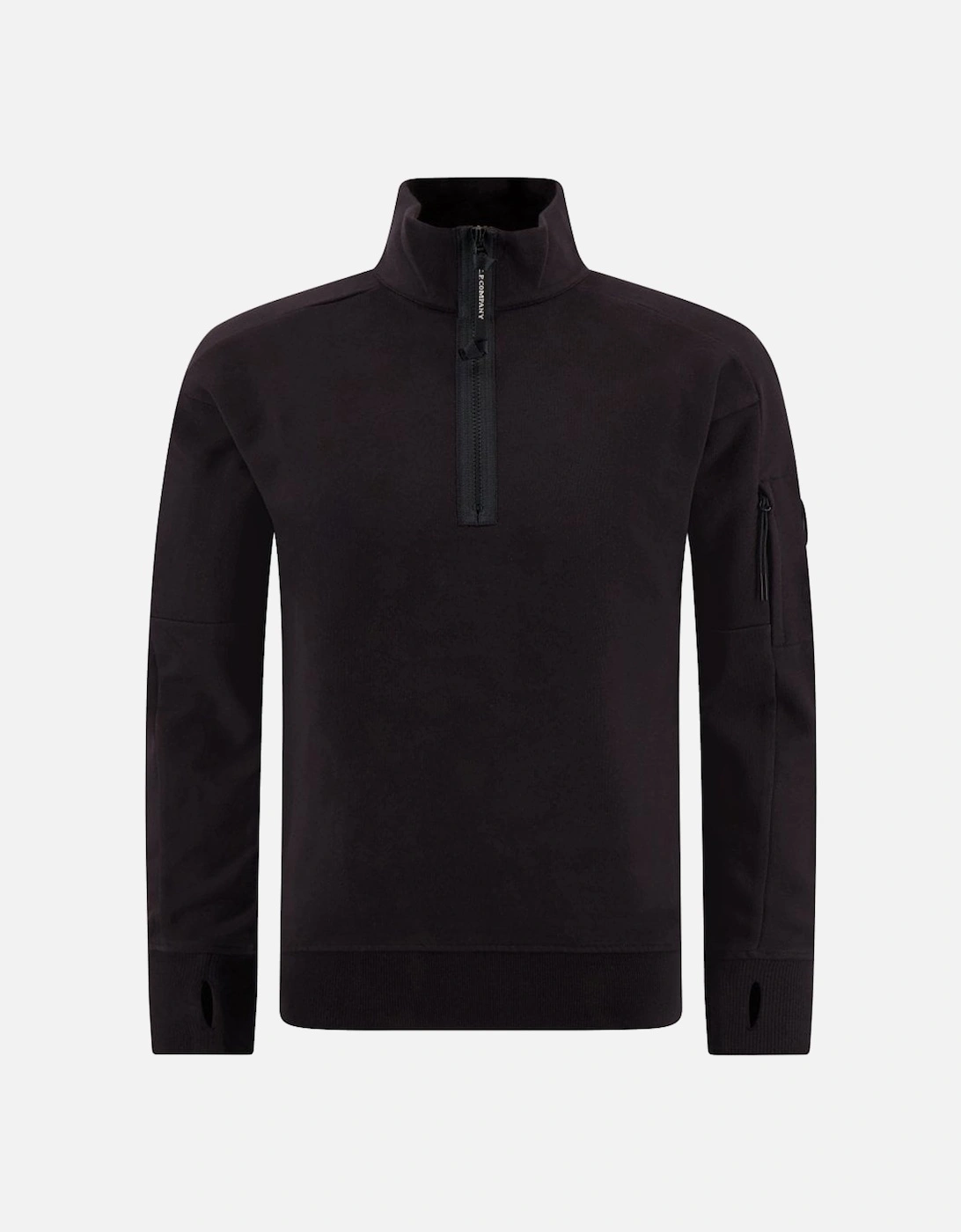 Cotton Lens Logo Quarter Zip Black Sweatshirt, 4 of 3