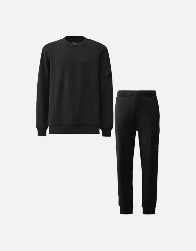 Cotton Lens Logo Crew Neck Black Tracksuit