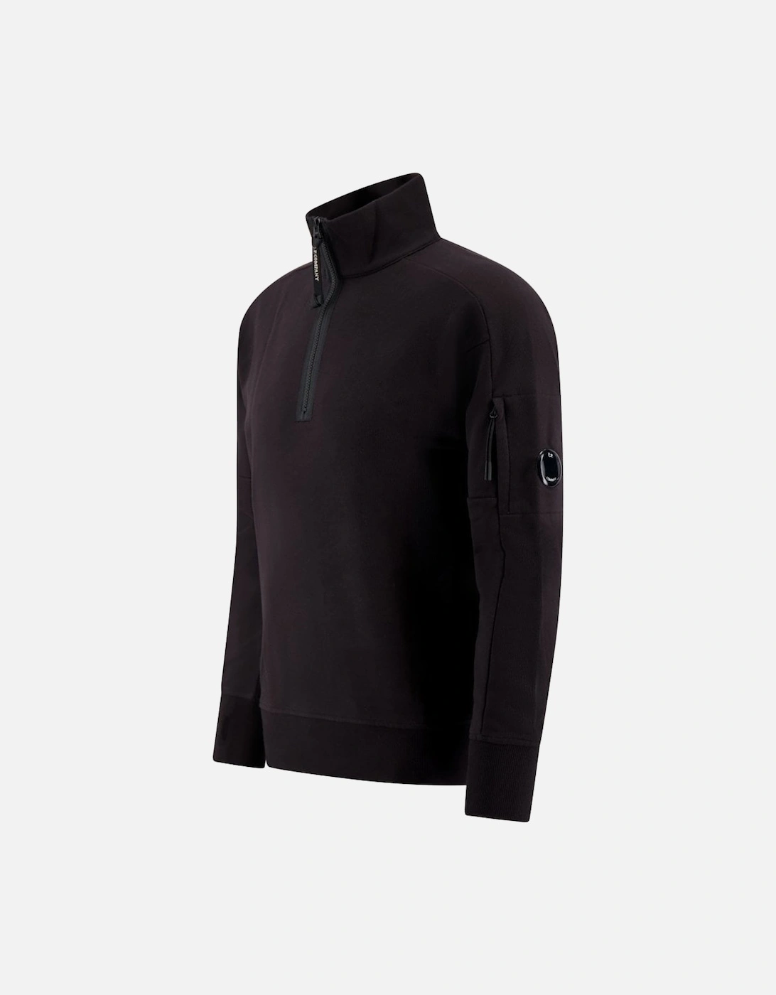 Cotton Lens Logo Quarter Zip Black Sweatshirt