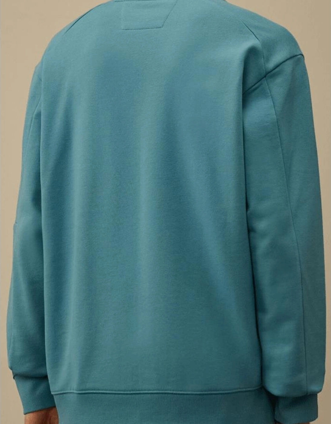 Cotton Lens Logo Crew Neck Turqoise Sweatshirt