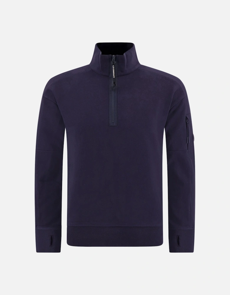 Cotton Lens Logo Quarter Zip Navy Sweatshirt
