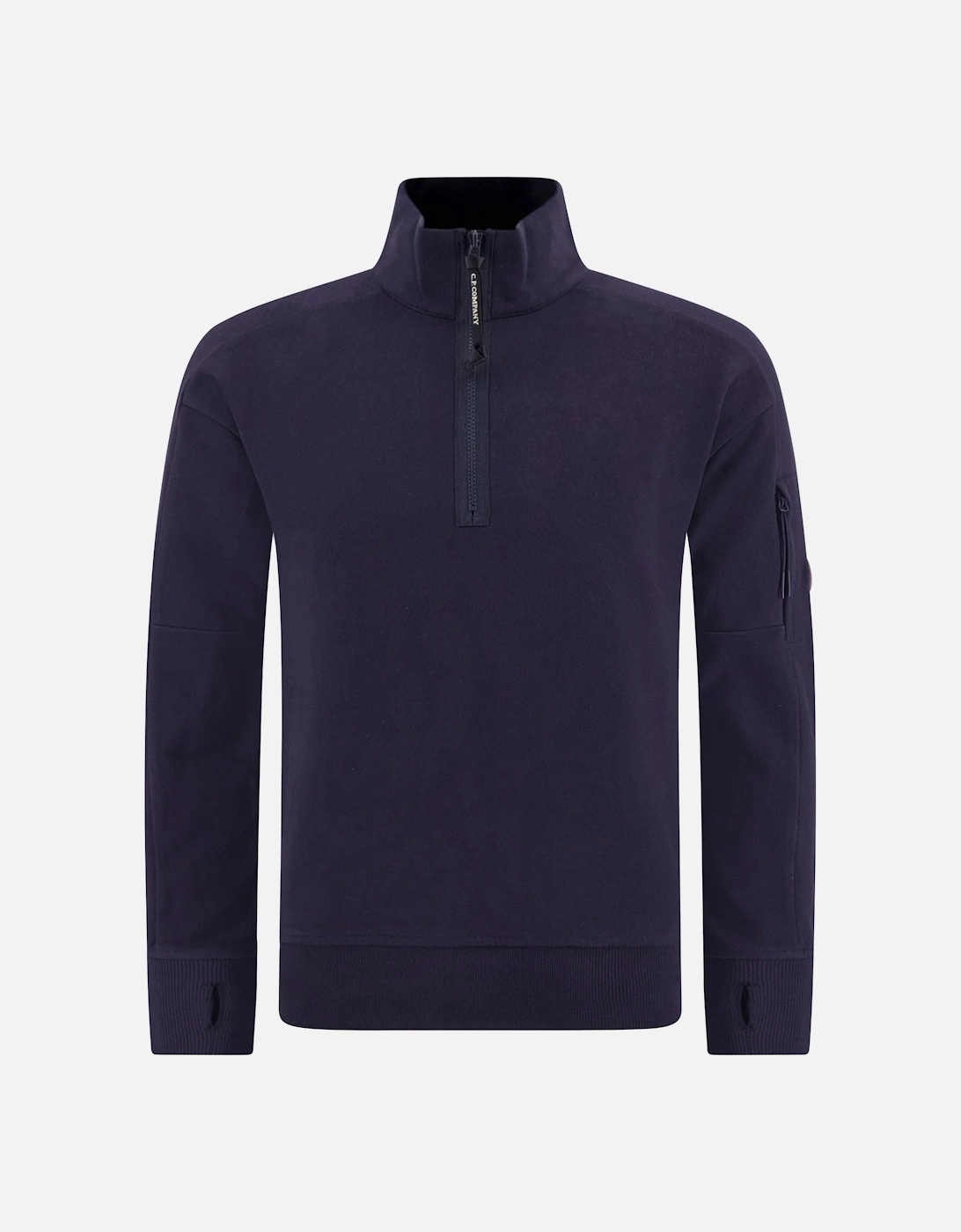 Cotton Lens Logo Quarter Zip Navy Sweatshirt, 4 of 3